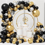 160Pcs Glod Sliver Black Confetti Balloons Arch Garland Kit For Birthday Graduation Baby Shower Wedding Party Supplies Decoration (Gold Silver Black)