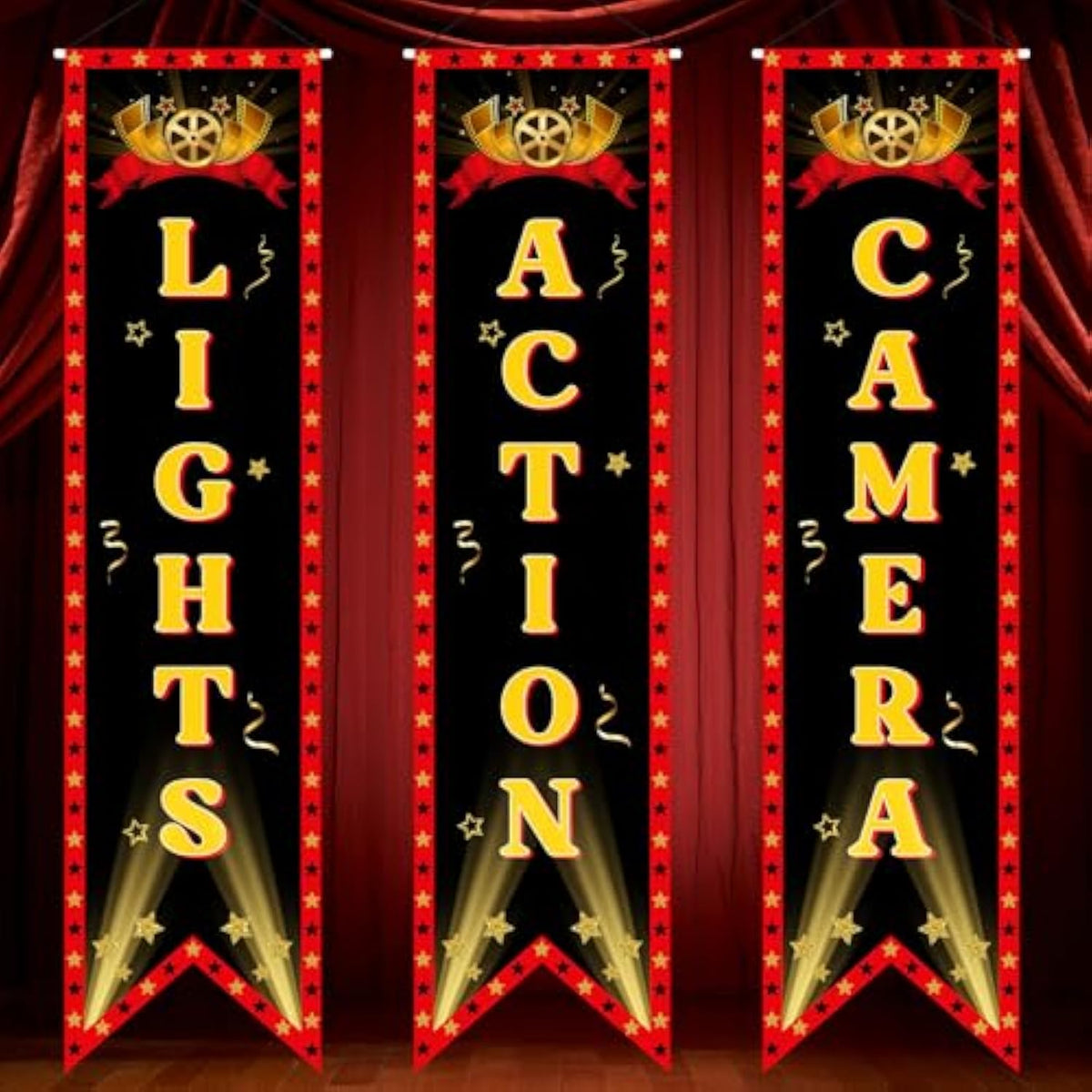 Movie Night Porch Sign Banner Party Decorations, Now Showing Lights Camera Action Banner For Movie Night Welcome Sign Outdoor Outdoor Indoor Home Red Carpet Party Supplies
