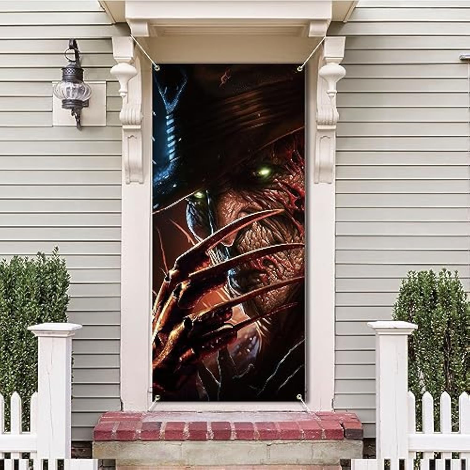 Scary Halloween Banner Classic Horror Movie Character Door Cover Backdrop Party Decor