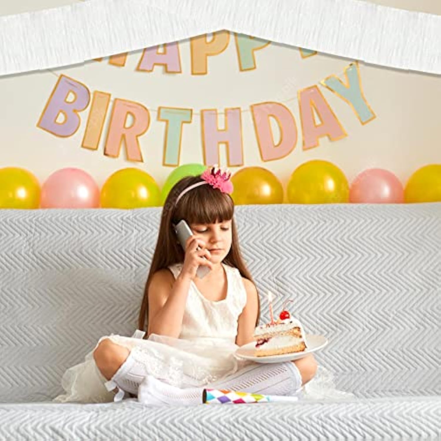 6 Pack 10 Feet White Foil Fringe Garland Metallic Tinsel Streamers Banner Wall Hanging Curtain Backdrop Banner For Parade Floats, Thanksgiving, Christmas, Birthday, Halloween Party Decorations