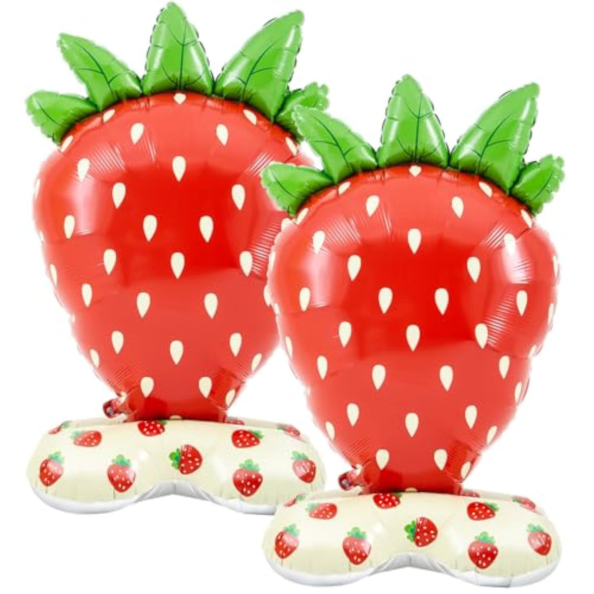 2 Pack 4 Ft Giant Standing Foil Balloon Summer Party Decorations Aluminum Balloons For Berry First Birthday Summer Themed Parties(Strawberry)
