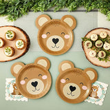 Teddy Bear Paper Plates - 48 Pack - 11-Inch Brown Bear Shape - Disposable & Sturdy Birthday Party Plates For Baby Shower & Celebrations