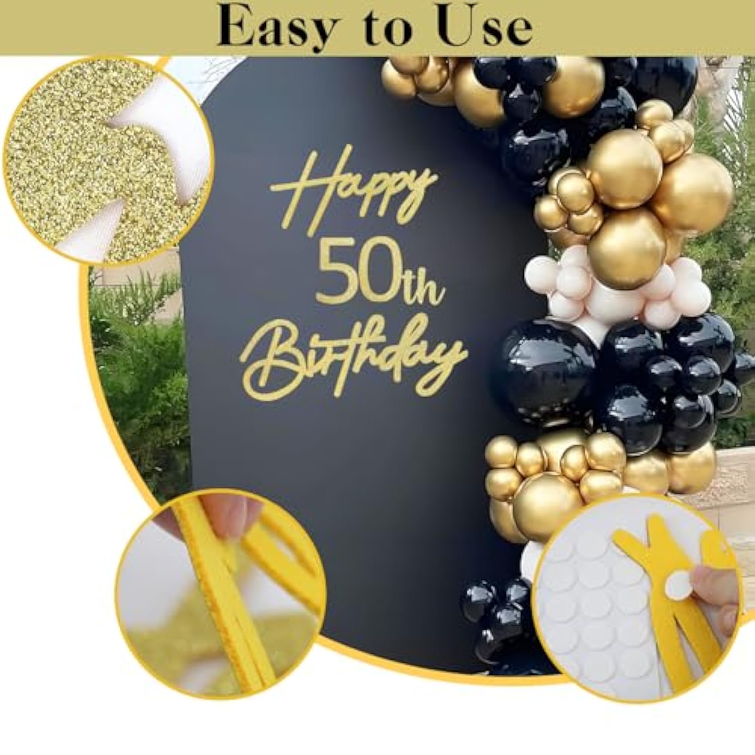 Gold Happy Birthday Felt Sign with 0–9 Numbers — Custom Age Backdrop Decor