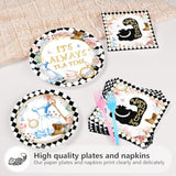 96 Pcs Alice In Onderland Party Decorations Tea Party Theme Birthday Baby Shower Paper Plates And Napkins Disposable Dessert Tableware Set For Girls Kids Birthday Baby Shower Decor Serves 24