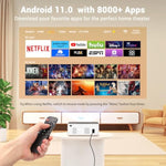 Mini Projector With Android Tv 11.0, Smart Projector With Wifi And Bluetooth, Portable Native 1080P Projector Builtin Netflix, Movie Projector For Outdoor/Indoor Home Cinema With 8,000+ Apps