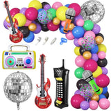 80s 90s Party Balloon Garland Kit: Disco, Boombox, Guitar - 90 Piece