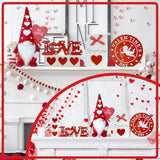 Valentines Day Tiered Tray Decor - 7 Pcs Valentines Gnomes Plush, Wood Love Signs, Wooden Beads Garland, Farmhouse Tiered Tray Decor Valentines Day Gift