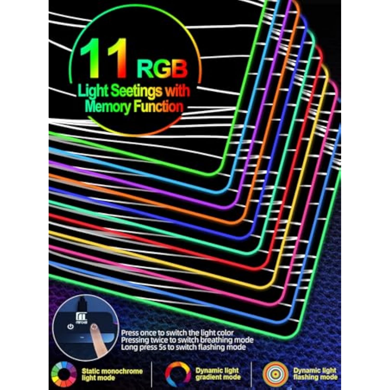 Xxl Mouse Pad With Phone Holder, Rgb Desk Mat With 15W Fast Charging, Led Large Gaming Mouse Pad With 11 Lights Colors, Long Mouse Pads, Waterproof Non-Slip Desk Pad For Gamer Esports Pros