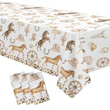 Western Cowboy Party Decorations Tablecloth - Disposable Wild West Cowboy Birthday Party Supplies Table Cover, Western Rodeo Cowboy Birthday Baby Shower Table Cloth - 3 Pack (54In X 108In)