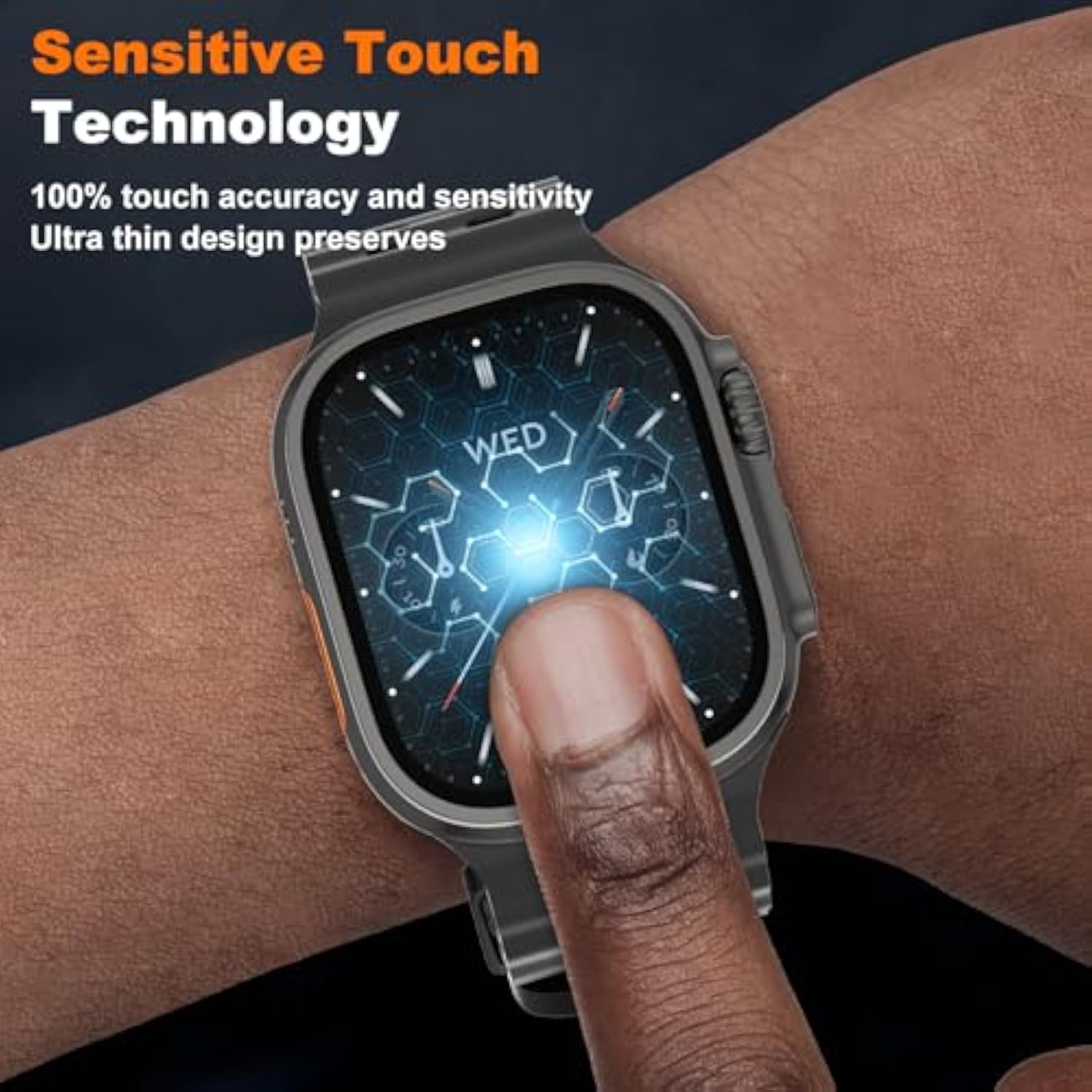 2-Pack Tempered Glass Screen Protector,Screen Protector Waterproof Hd With Self-Aligning Mounting Frame, Compatible With Apple Watch Ultra 1/2/3 49Mm