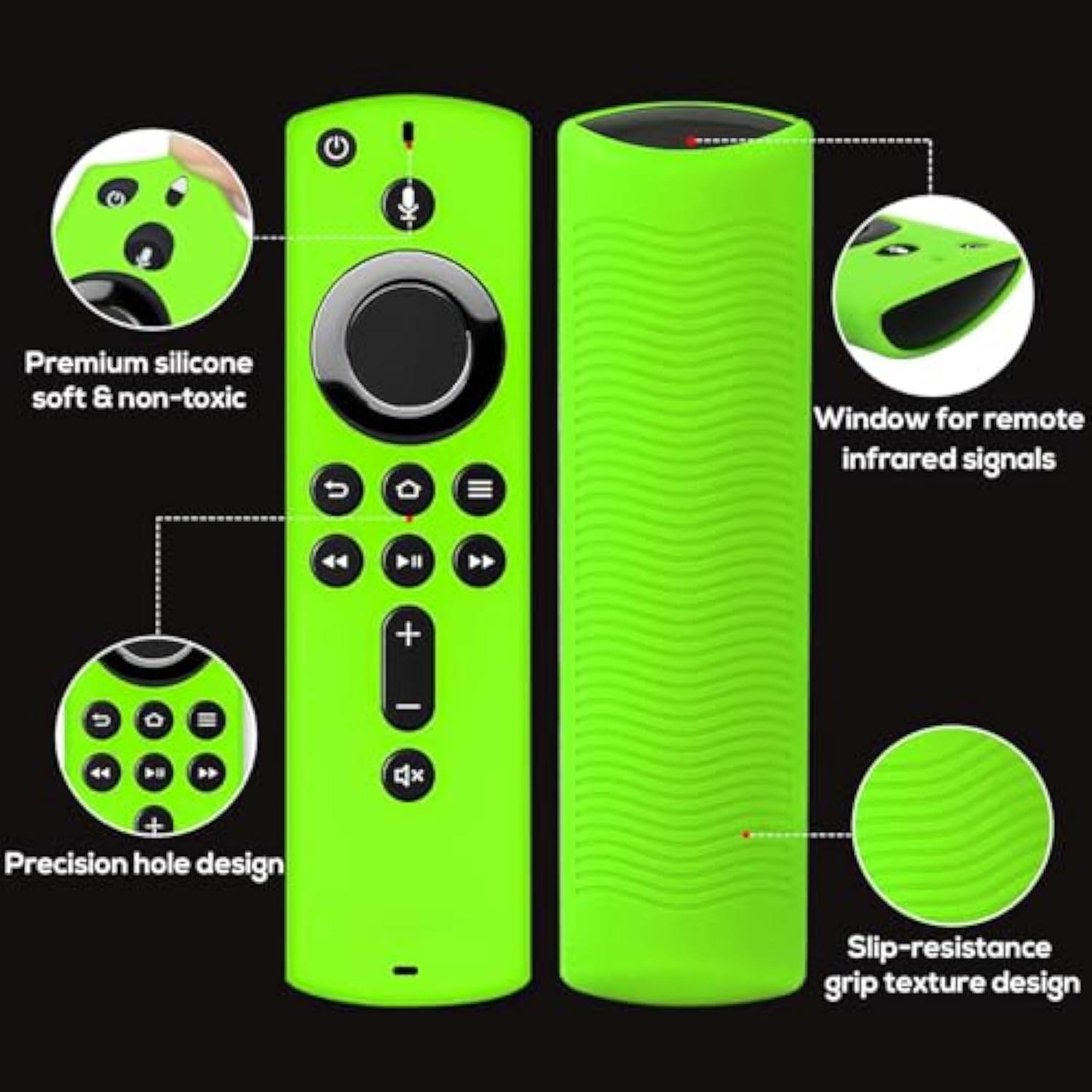 2 Pack Firestick Silicone Remote Cover for 4K Fire TV Shockproof Case
