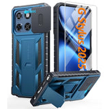 For Motorola Moto-G Stylus-5G-2025 Case: Military Grade Dropproof Cell Phone Cover With Kickstand & Slide | Heavy Duty Rugged Phonecase Bumper Textured Protector(Blue)