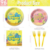 Yellow Cartoon Birthday Party Tableware Set – Ocean Theme Plates, Napkins, Forks, Disposable Party Decorations For Kids Birthday, Sea Underwater Theme Supplies For 24 Guests