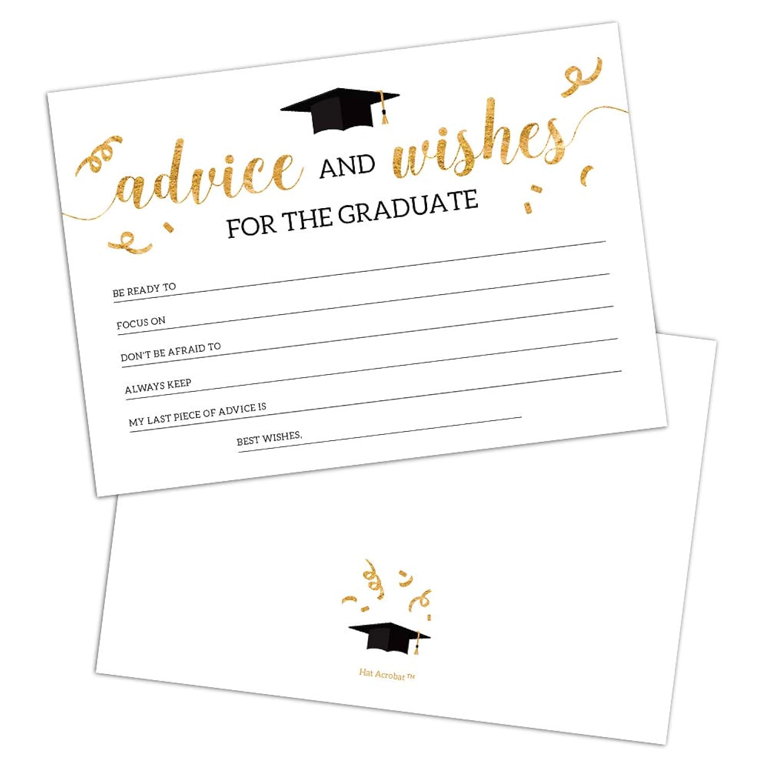 2024 Graduation Advice Cards For The Graduate (50 Pack) | Black And Gold Graduation Wishes And Advice Cards | Graduation Party Games Decorations For High School And College (Classy)