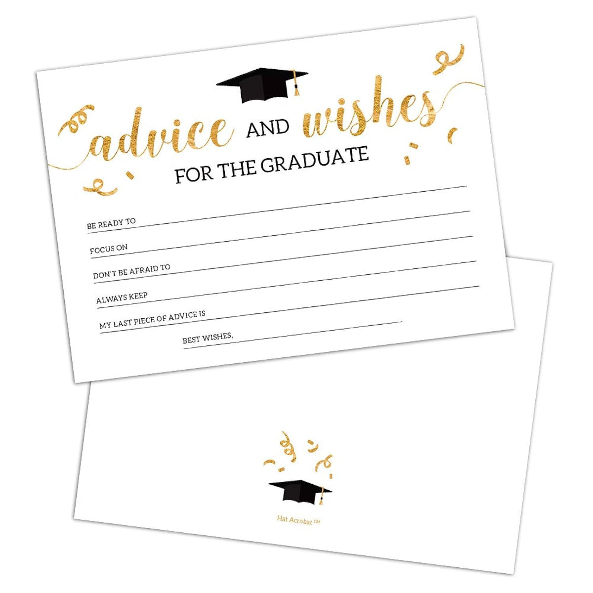 2024 Graduation Advice Cards For The Graduate (50 Pack) | Black And Gold Graduation Wishes And Advice Cards | Graduation Party Games Decorations For High School And College (Classy)