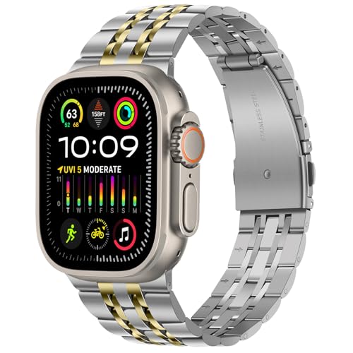 Band Compatible with Apple Watch Ultra 3 Band 49mm, Men Women Strap Solid Stainless Steel Metal Bracelet Compatible with Apple Watch Ultra 2/1 49mm,