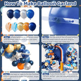 139Pcs Outer Space Party Decorations Balloon Garland Kit, Space Birthday Party Supplies Ufo Astronaut Themed Navy Blue Silver Foil Latex Balloons For Boys Kids