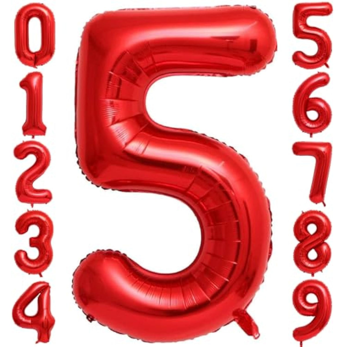 Red 40 Inch Number 5 Foil Mylar Helium Balloon Birthday Anniversary Decorations