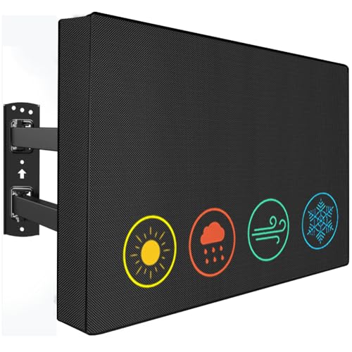 Waterproof Outdoor TV Covers for 55 to 58 inches Outside TV, 600D Thick Fabric TV Screen Protector Cover with Remote Control Pocket - Size 55''W x