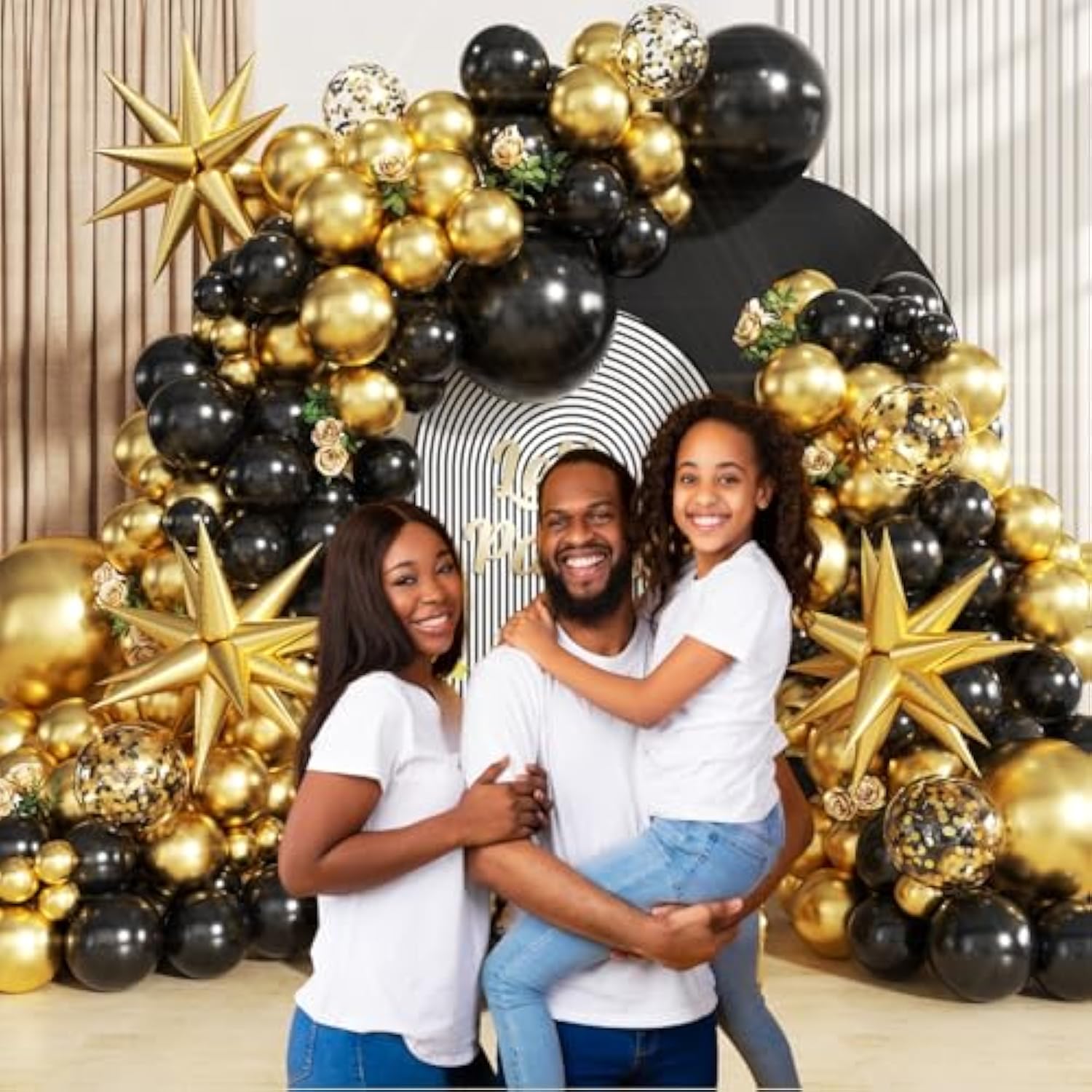 Black Gold Balloons Arch Garland Kit Star Balloon Black Gold Confetti Balloons Home Birthday Wedding Anniversary Baby Shower Party Decoration Balloons