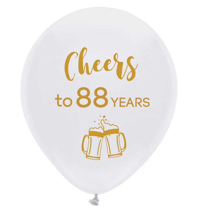 White Cheers To 88 Years Latex Balloons, 12Inch (16Pcs) 88Th Birthday