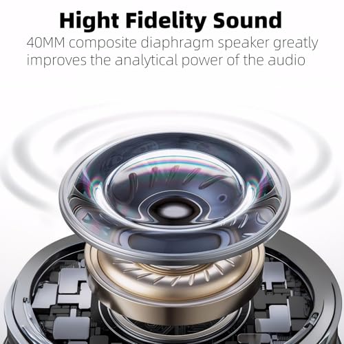 Active Noise Cancelling Headphones, Wireless Bluetooth Over Ear Headphones, Hi-Res Audio, Deep Bass, with mic, Foldable Lightweight Headset, Suitable