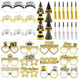 New Year 2026 Party Kit 41pcs Favors Hats Glasses Noise Makers