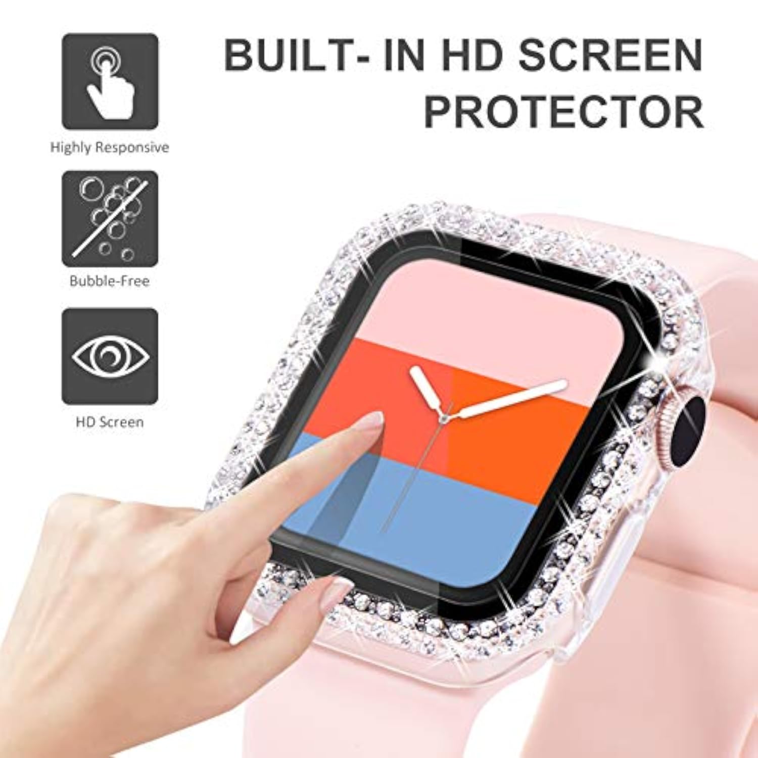 Bling Case for Apple Watch 41mm with Built-in Screen Protector for Women - Elegant Luxury Watch Accessory