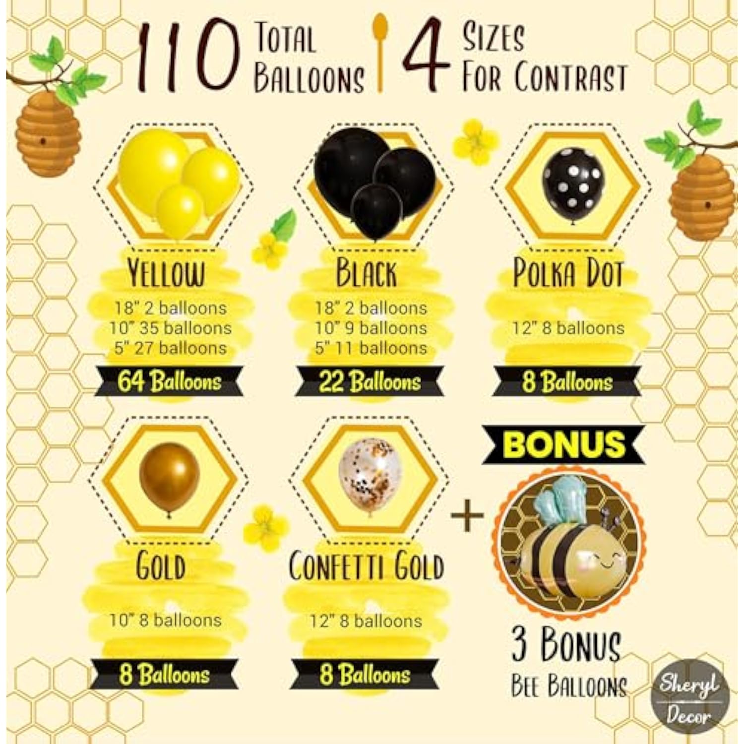 All-In-1 Bee Balloons Arch & Garland Kit – Yellow And Black Balloons For Bumble Bee Party – What Will It Bee Gender Reveal, Honey Bee Baby Shower, Bee Birthday Party Decorations & Supplies