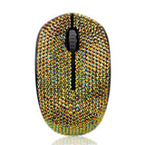 Luxury 6 Colors Bling Crystal Rhinestone 2.4G Wireless Mouse For Laptop, Notebook, Pc, Computer, Macbook Gifts For The Office (Gold Colorful)