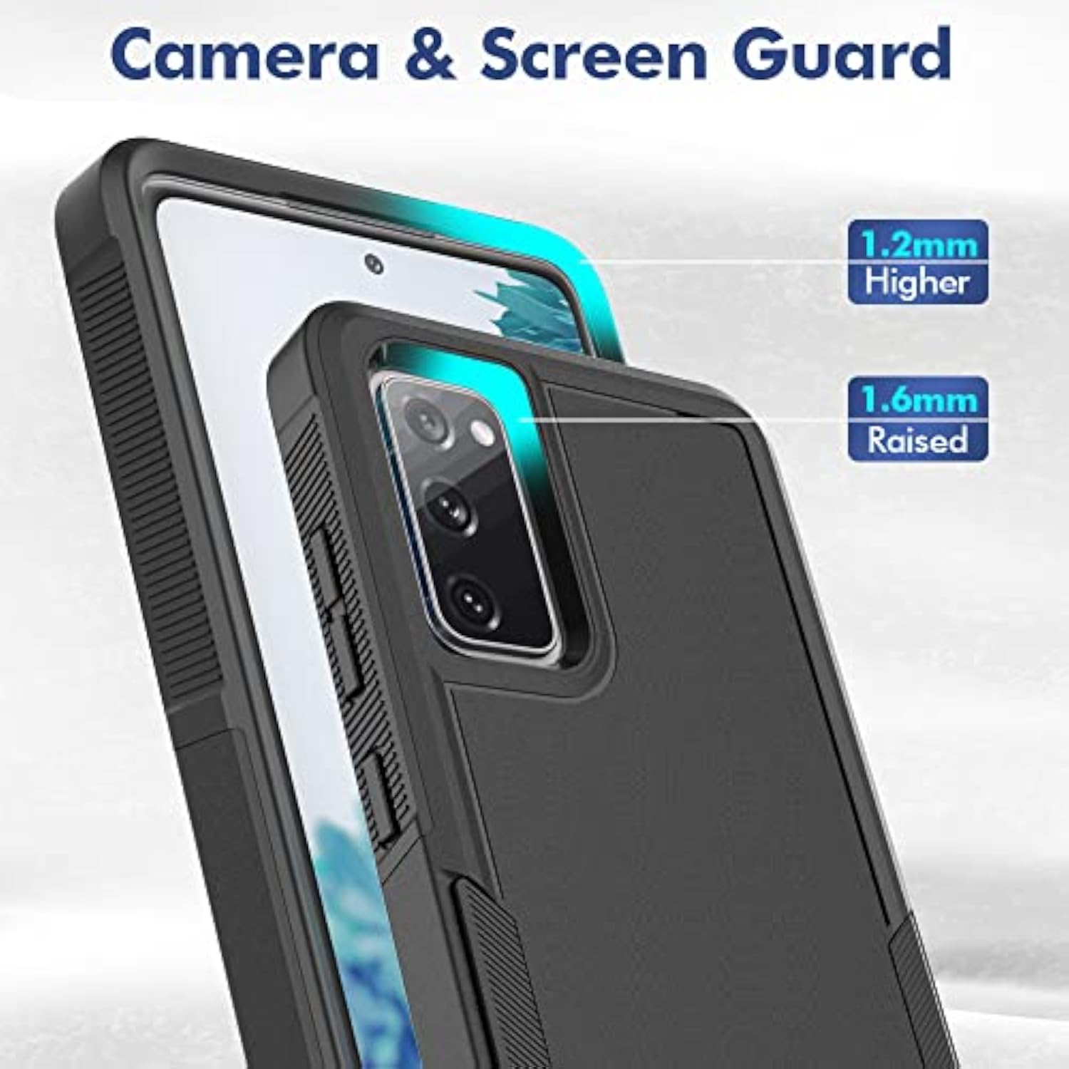 Samsung Galaxy S20 FE 5G Heavy Duty Dual Layer Protective Case with HD Screen Protector, Black