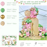 113pcs Sage Green Balloon Garland & Backdrop Safari Jungle Theme Party Decor
