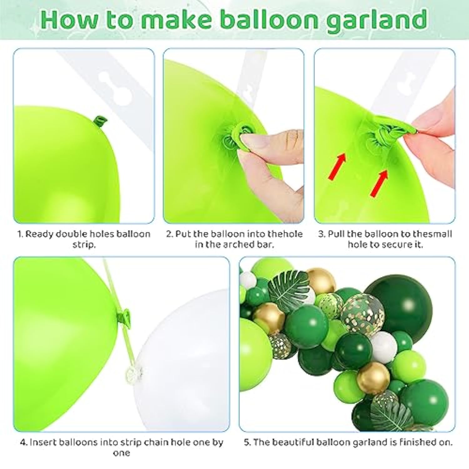 140Pcs Jungle Party Balloons Garland Arch Kit, Gold Lime Green Balloon