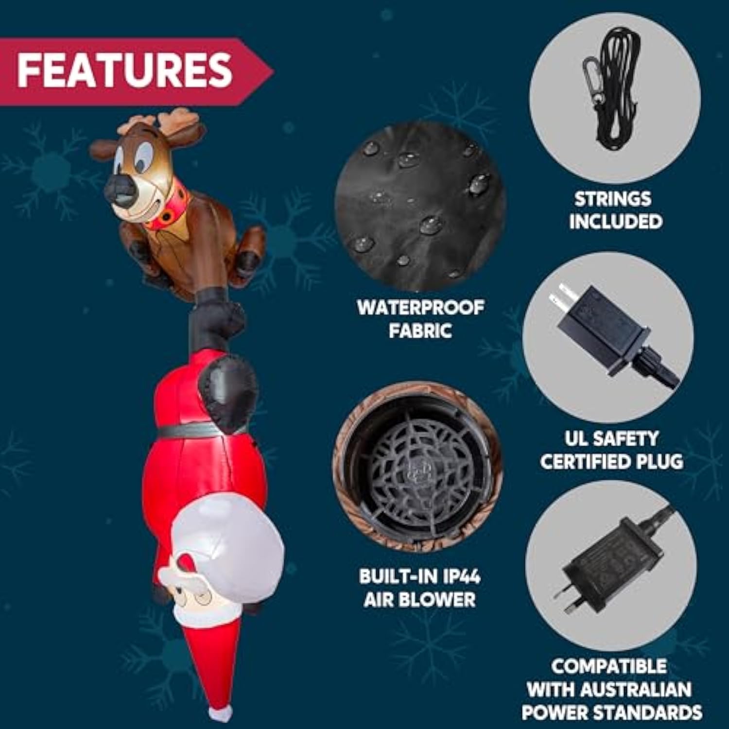 8 Ft Hanging Christmas Inflatables Decoration, Christmas Inflatable Reindeer And Climbing Santa, Blow Up Santa With Buil