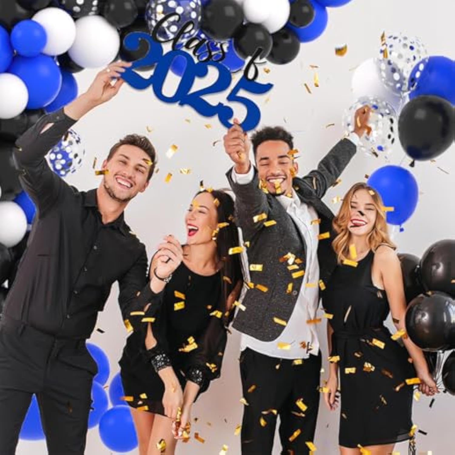 Royal Blue Black Silver White Balloon Arch Garland - 122Pcs Blue Black