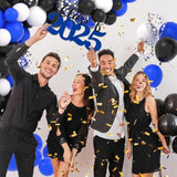 Royal Blue Black Silver White Balloon Arch Garland - 122Pcs Blue Black