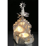 Nativity Christmas Spinning Stars Candleholder - Laser Cut Silver Plated Holy Family - Tea Light Candle Holder - Scandinavian Design - Measures 6" H X 2.75" W.