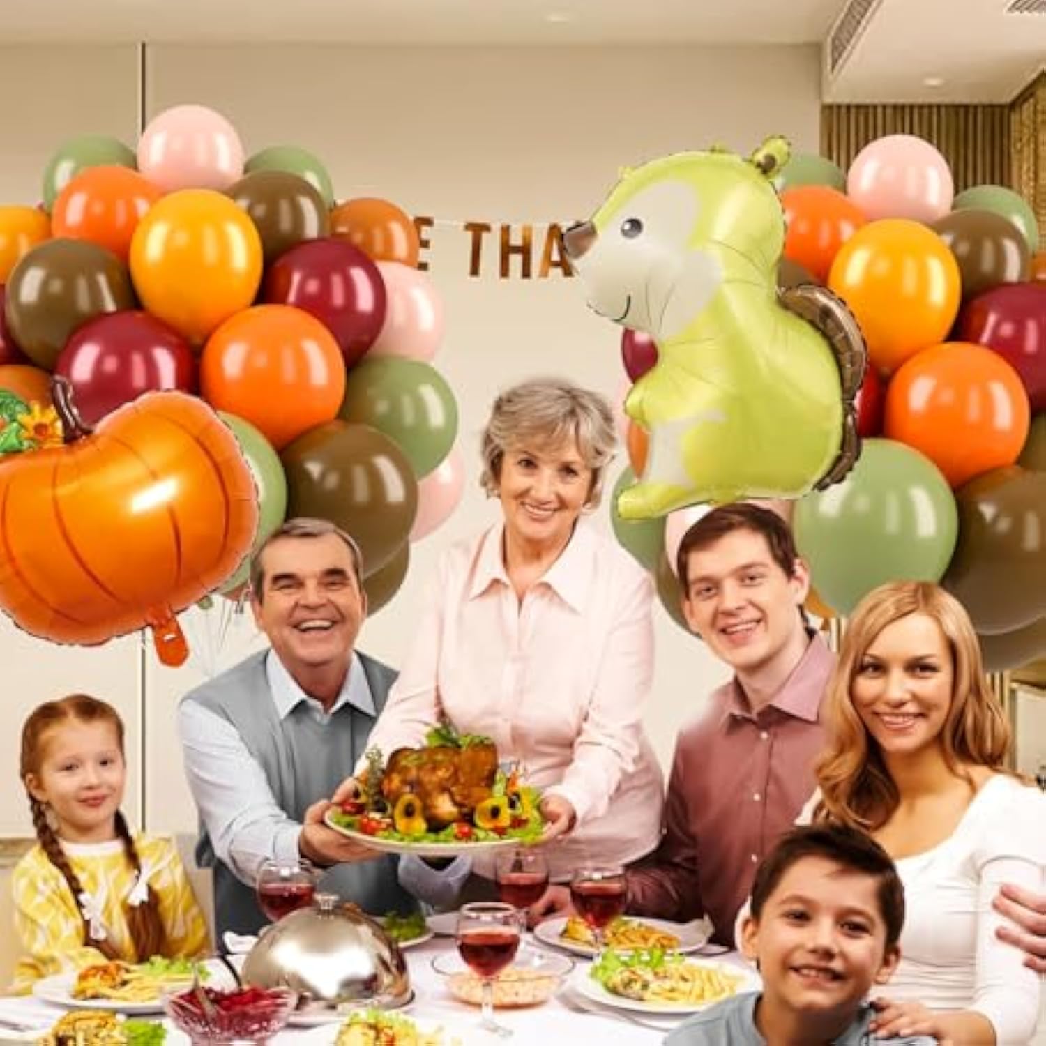 30 PCS Thanksgiving Balloons Colorful Pumpkin Squirrel Latex Foil Party Decor