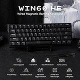 Aula WIN60 HE 60% Wired Magnetic Keyboard with Adjustable Actuation, 8000 Hz Polling Rate, Hall Effect Switches, Hot-Swap, for FPS Games (Black)