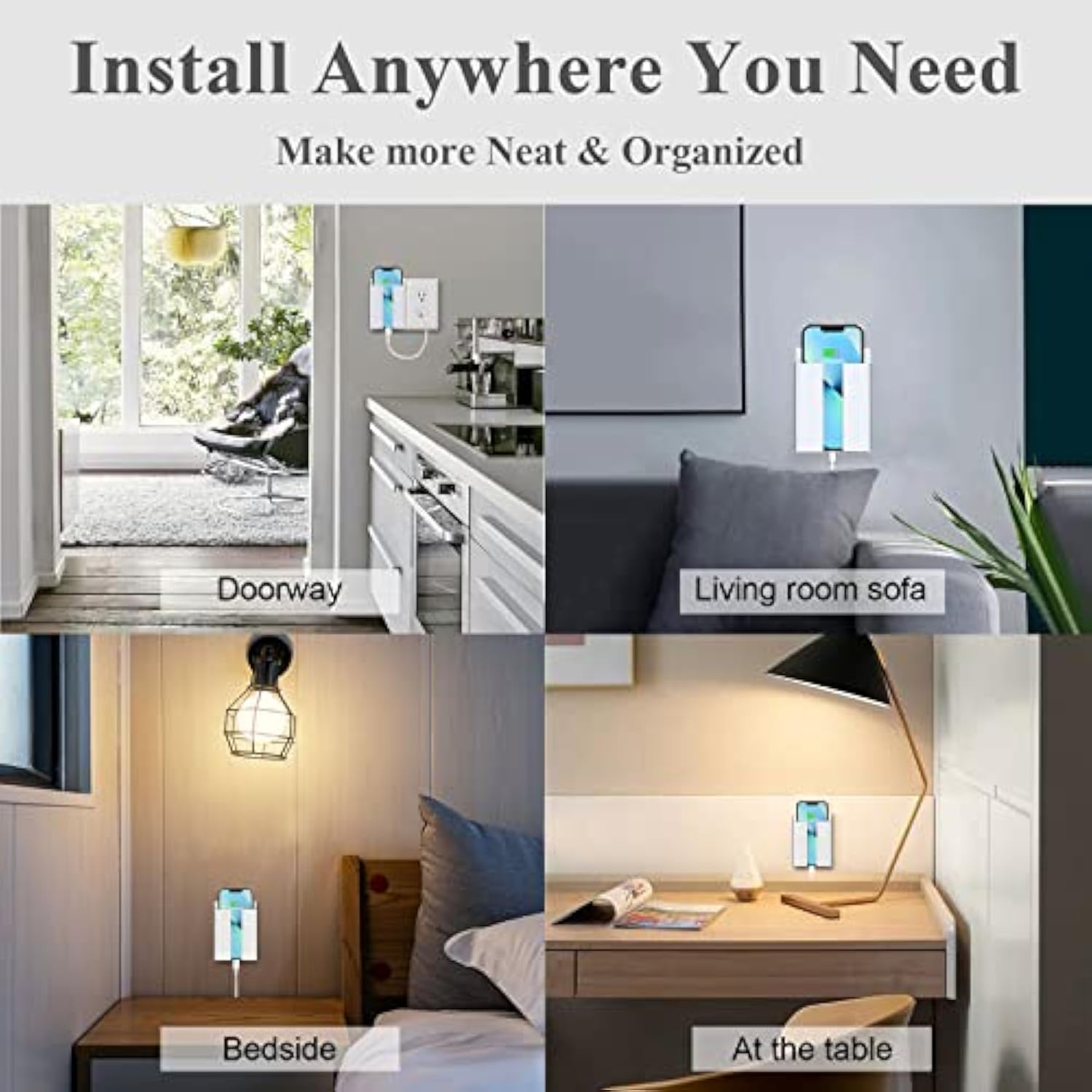 P2 Wireless Charger Wall Mounted, Wireless Phone Charger For Bedside/Desk/Garage/Kitchen,15W Fast Charging Station Works With Iphone 16/15/14/13/12/11/X & Galaxy S25/S24/S23/S22/S21/S20 Series