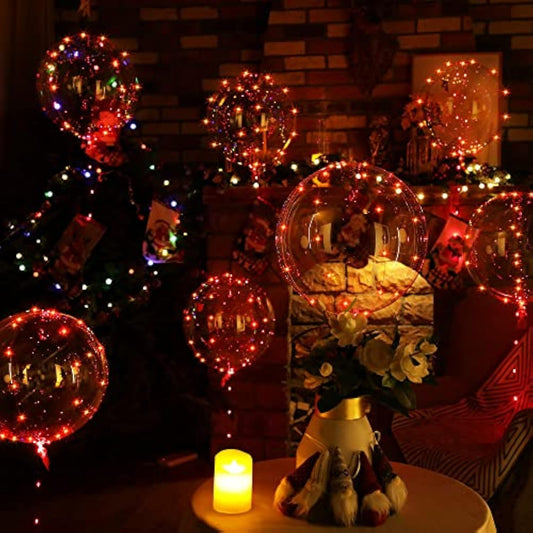 Lighted Up Balloons, 7 Packs 20 Inch Valentines Bobo Balloons With 10Ft Led String Lights For Valentines Day Wedding Christmas Birthday Party Decoration(Red)