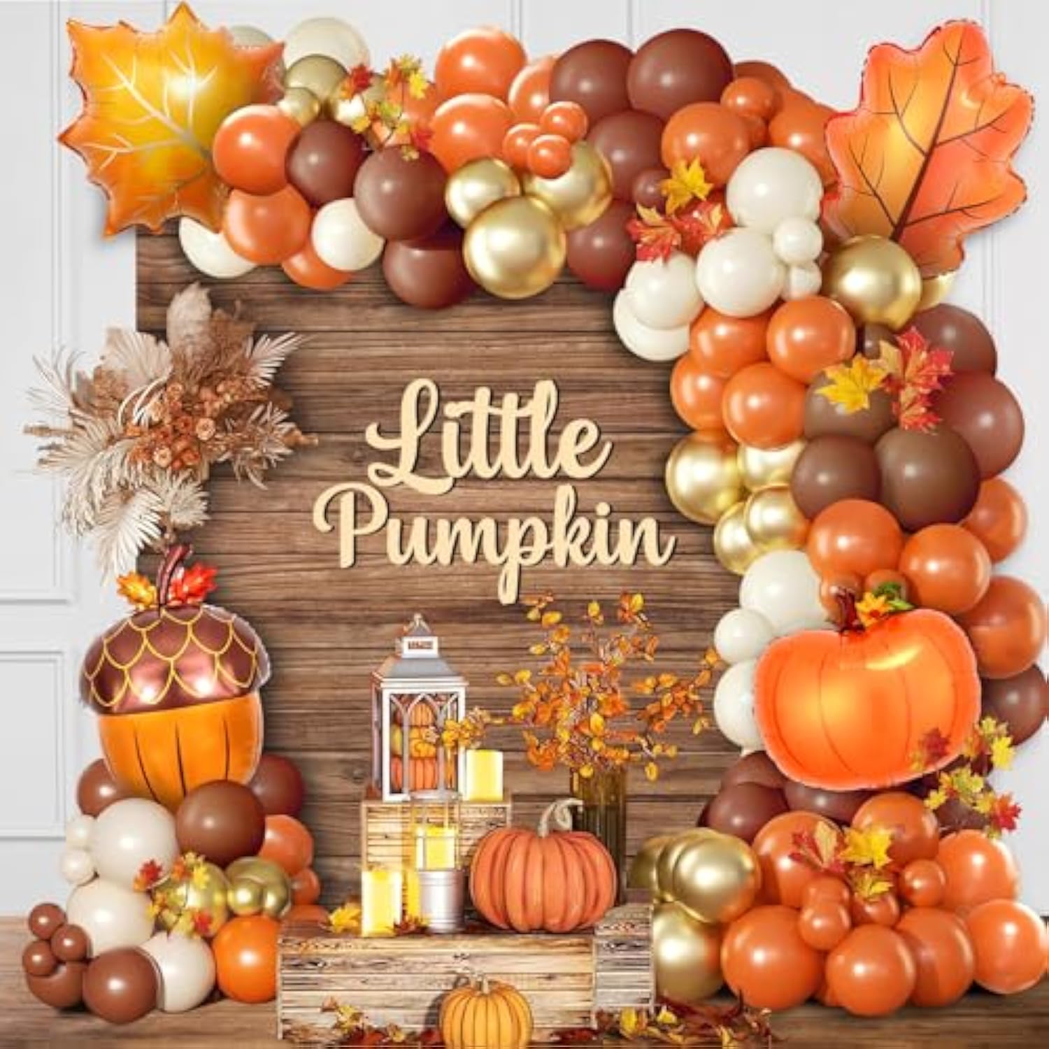 163PCS Fall Thanksgiving Balloon Arch Kit for Friendsgiving Baby Shower Party