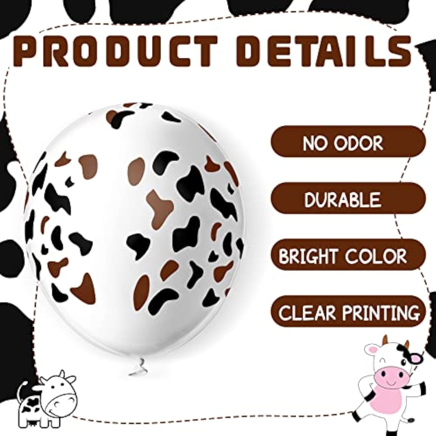 50 Pcs Cow Balloons Latex Funny Print Cow Farm Balloons For Wedding Birthday Party Supplies Decorations