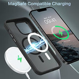 Magnetic Case for iPhone 13 Pro Max, Compatible with MagSafe, Translucent Matte Frosted Anti-Fingerprint Slim Shockproof Protective Cover for iPhone 13 Pro Max 6.7 Inch, Black