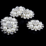 10 Pieces Pearl Rhinestone Buttons, Faux Pearl Snowflake Rhinestones B