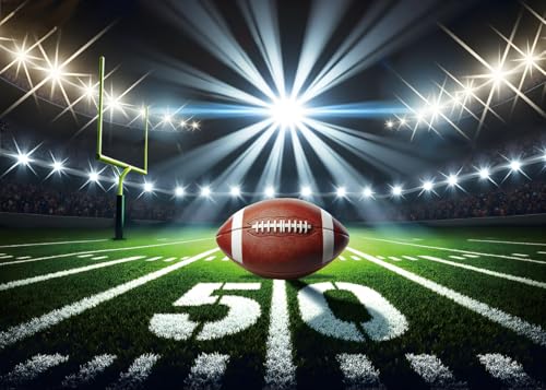 Football Stadium Night Backdrop Bowl Night Spotlight Football Field Photography Background Adults Kids Baby Shower Sport Birthday Party Decorations Banner Photo Props (7x5FT)