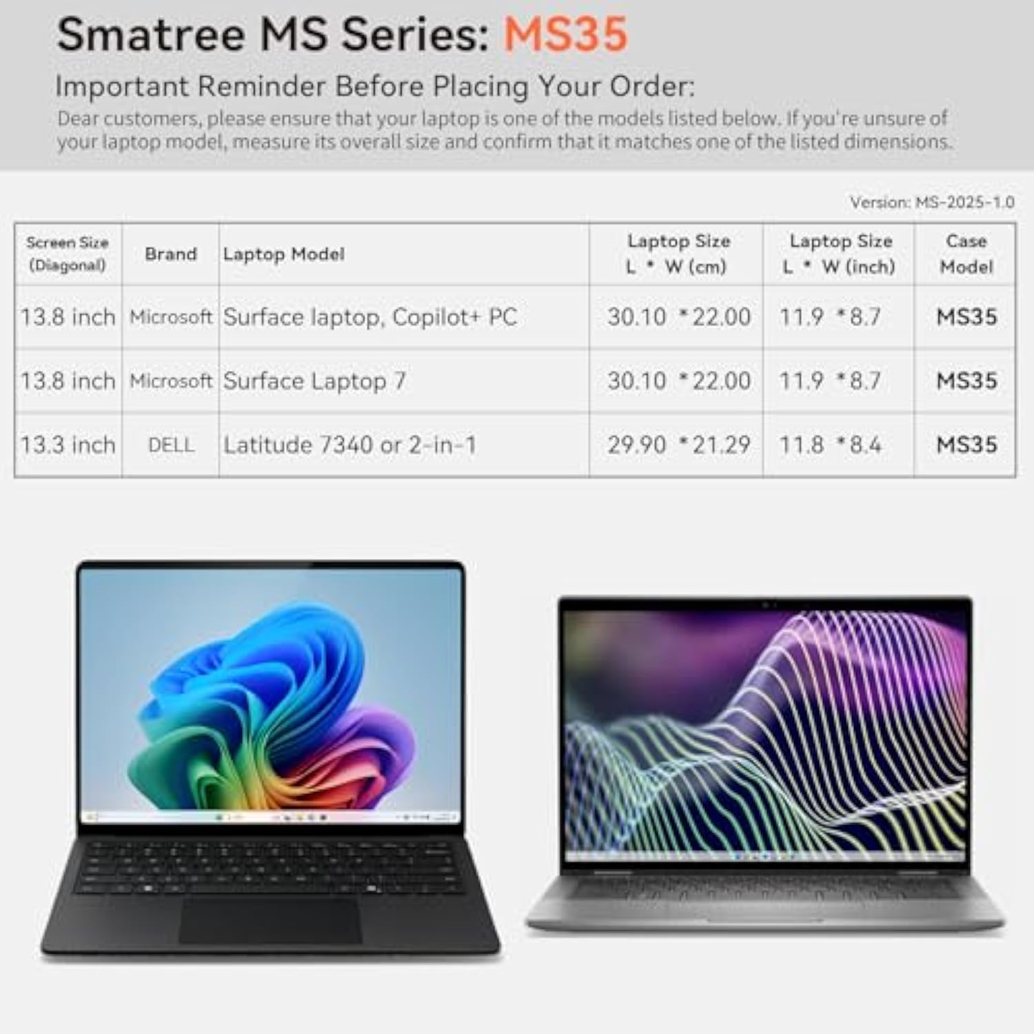 Smatree MS35 Hard Protective Sleeve Case with Stand Compatible for 13.8 inch Microsoft Surface Laptop Copilot+PC, Microsoft Surface Laptop 7, for 13.3 inch DELL Latitude 7340 or 2-in-1 Bag