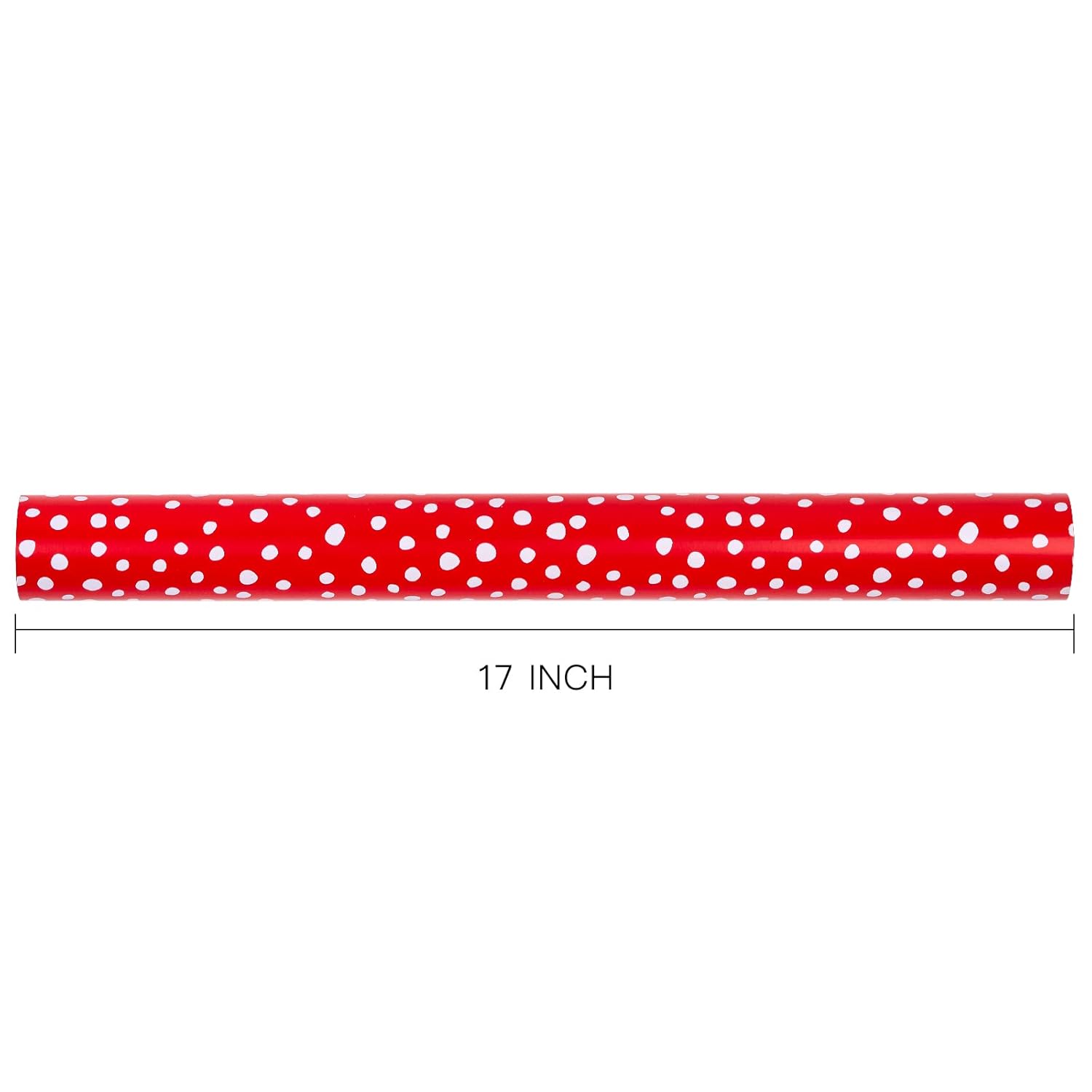 Reversible Wrapping Paper - Mini Roll - 17 Inch X 33 Feet - Red And Delicate Polka Dots Design For Birthday, Holiday, Wedding, Baby Shower