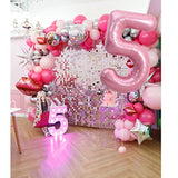 40 Inch Light Pink Large Numbers 0-9, Number 5 Digital Helium Balloon, Pink Foil Mylar Big Number Pastel For Birthday Party Anniversary Supplies Decorations