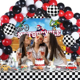 72 Pieces Motorcycle Truck Party Decorations Dirt Bike Motocross Backdrop Tablecloth With Balloons Extreme Truck Theme Decor Set For Birthday Party Supplies